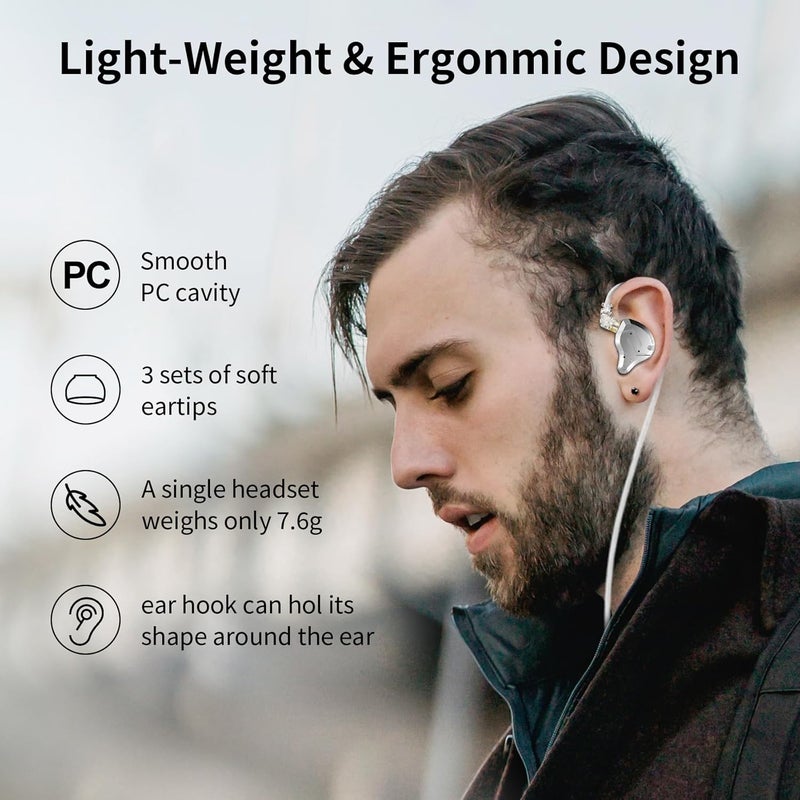 Kinboofi سماعات أذن KZ ZS10 Pro 5 مشغل 4BA 1DD، شاشة داخل الأذن من KZ IEM سماعات سلكية عالية الدقة مع كابل قابل للفصل 0.75 مم ثنائي السن، سماعات IEM للمغني والموسيقي وعازف الدرامز (أسود غير لامع مع ميكروفون) - Image 2