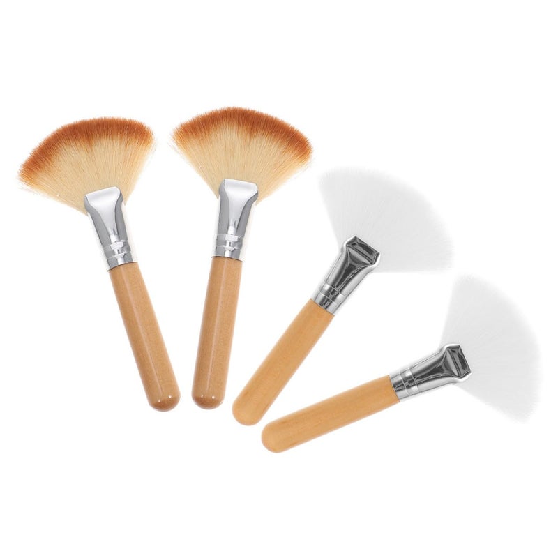 iplusmile 4pcs Facial Makeup Brush Set with Soft Bristles for Powder and Highlighter, Large Size Cosmetic Brushes for Professional Face Application and Blush Contouring - Image 1