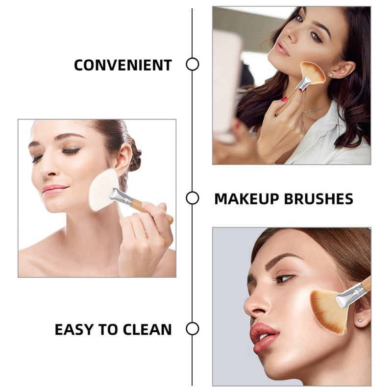 iplusmile 4pcs Facial Makeup Brush Set with Soft Bristles for Powder and Highlighter, Large Size Cosmetic Brushes for Professional Face Application and Blush Contouring - Image 3