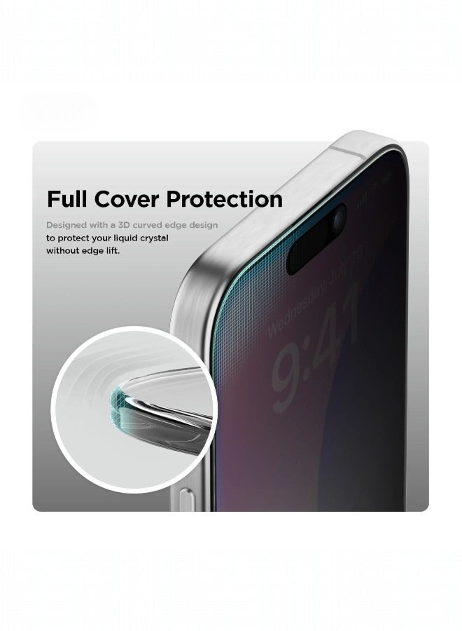 واقي شاشة مضاد للتجسس لـ آيفون 15 (iPhone 15) مضاد للتجسس لحماية الخصوصية (لقافة), حماية قصوى للشاشة من الخدوش والكسر - Image 3