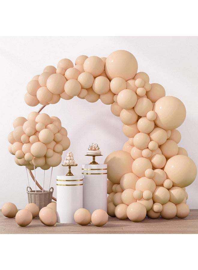RUBFAC 129pcs Nude Balloons Different Sizes 18 12 10 5 Inch Beige Balloons Apricot Balloon Garland Arch for Party Decoration Gender Reveal Graduation Wedding Anniversary Baby Shower Party Supplies - Image 1