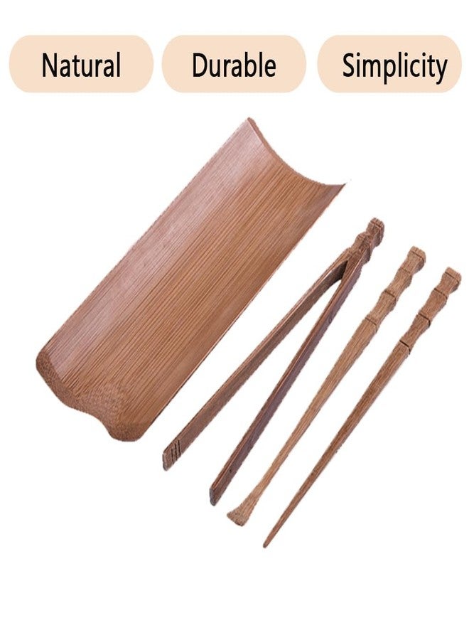 Hdtyyln 4 Pcs Gongfu Tea Set, Chinese Kung Fu Tea Set, Tea Scoop for Loose Tea, Bamboo Tea Ceremony Utensils, Tea Accessories include Tea Scoop Needle Clip Spatula, for Tea House Restaurant Household - Image 5