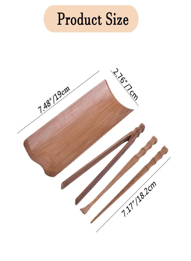 Hdtyyln 4 Pcs Gongfu Tea Set, Chinese Kung Fu Tea Set, Tea Scoop for Loose Tea, Bamboo Tea Ceremony Utensils, Tea Accessories include Tea Scoop Needle Clip Spatula, for Tea House Restaurant Household - Image 4
