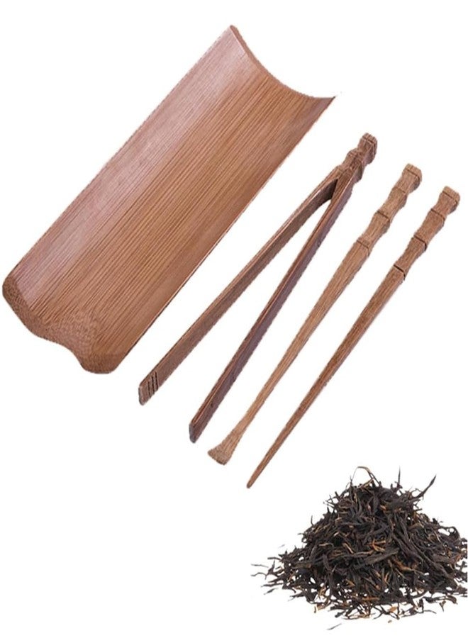 Hdtyyln 4 Pcs Gongfu Tea Set, Chinese Kung Fu Tea Set, Tea Scoop for Loose Tea, Bamboo Tea Ceremony Utensils, Tea Accessories include Tea Scoop Needle Clip Spatula, for Tea House Restaurant Household - Image 1