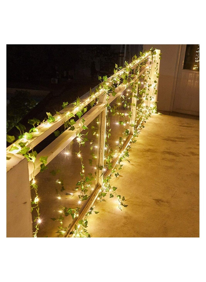 GGEROU - Rattan String Lights Outdoor 100 Led 32.8 FT Realistic Plants String Lights LED Decorative Lights Garland Vines with Lights Solar Powered - Image 1