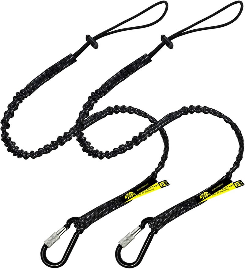 BearTOOLS Tool Lanyard with Single Carabiner and Adjustable Loop End, Standard Length, Maximum Weight Limit 8KG / 17.6lb, Aluminum Screw Lock Carabiner with Shock Cord Stopper, 0922S (2 Pack) - Image 1