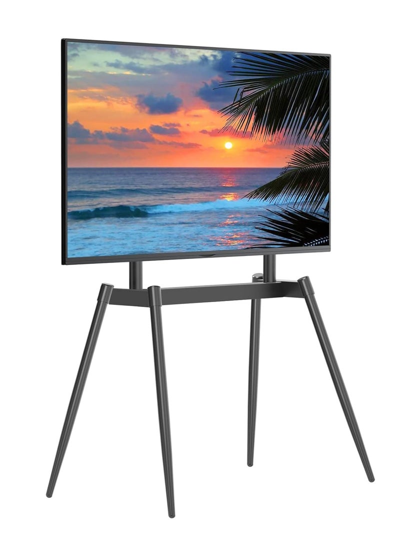 هامود حامل تلفزيون فني من HAMOOD لشاشات LCD LED المسطحة المنحنية مقاس 32 - 75 بوصة، حتى وزن 132 رطلاً، حامل عرض تلفزيون استوديو مع ارتفاع قابل للتعديل، حامل تلفزيون بأربعة أرجل، أقصى مقاس VESA 660 × 400 مم، إخفاء الأسلاك، أسود - Image 1