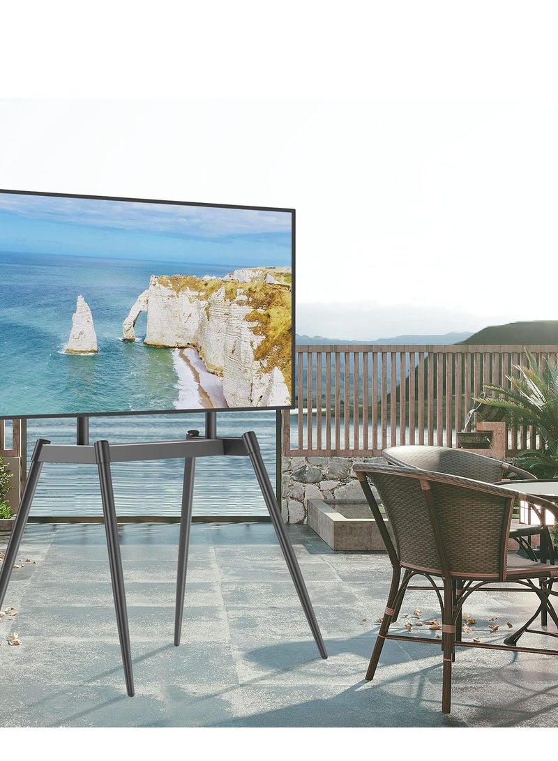 هامود حامل تلفزيون فني من HAMOOD لشاشات LCD LED المسطحة المنحنية مقاس 32 - 75 بوصة، حتى وزن 132 رطلاً، حامل عرض تلفزيون استوديو مع ارتفاع قابل للتعديل، حامل تلفزيون بأربعة أرجل، أقصى مقاس VESA 660 × 400 مم، إخفاء الأسلاك، أسود - Image 4