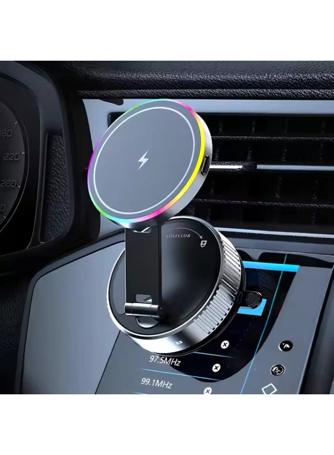 شاحن لاسلكي سريع K3 بقدرة 15 واط مع حامل هاتف قابل للطي، قاعدة شحن بتقنية Qi متوافقة مع آيفون وسامسونج وهواوي والمزيد - Image 1