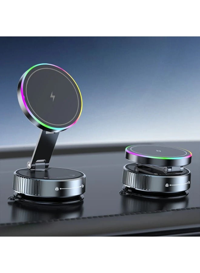 شاحن لاسلكي سريع K3 بقدرة 15 واط مع حامل هاتف قابل للطي، قاعدة شحن بتقنية Qi متوافقة مع آيفون وسامسونج وهواوي والمزيد - Image 2