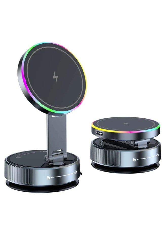 شاحن لاسلكي سريع K3 بقدرة 15 واط مع حامل هاتف قابل للطي، قاعدة شحن بتقنية Qi متوافقة مع آيفون وسامسونج وهواوي والمزيد - Image 3