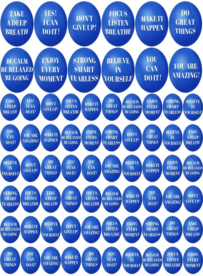 Oleitodh 96 Pieces Motivational Stress Balls 2 Inch Inspirational Stress Relief Ball Bulk Hand Exercise Balls Encouraging Blue Foam Balls Anxiety Small Balls with Quotes for Kids Adults Teens, 12 Styles - Image 1