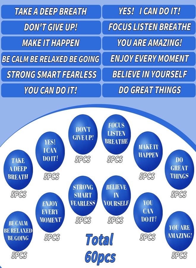 Oleitodh 96 Pieces Motivational Stress Balls 2 Inch Inspirational Stress Relief Ball Bulk Hand Exercise Balls Encouraging Blue Foam Balls Anxiety Small Balls with Quotes for Kids Adults Teens, 12 Styles - Image 3