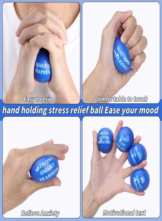 Oleitodh 96 Pieces Motivational Stress Balls 2 Inch Inspirational Stress Relief Ball Bulk Hand Exercise Balls Encouraging Blue Foam Balls Anxiety Small Balls with Quotes for Kids Adults Teens, 12 Styles - Image 4
