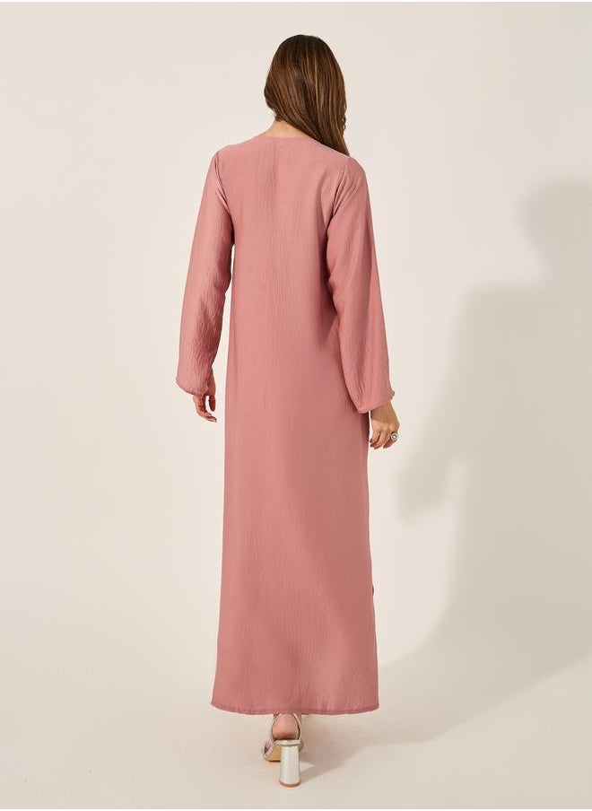 Styli - Embellished V Neck A-Line Jalabyia - Image 1