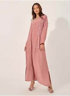 Embellished V Neck A-Line Jalabyia
