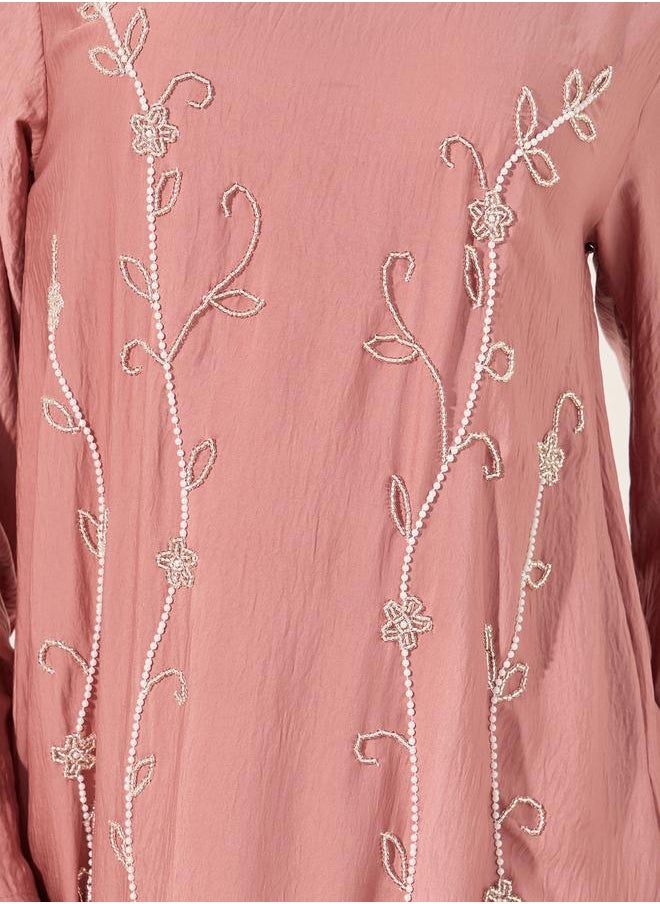 Styli - Embellished V Neck A-Line Jalabyia - Image 1