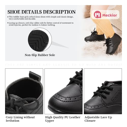 Meckior Infant Baby Boys Girls Classic PU Leather Wedding Loafers Brogue Toddler Oxford Dress Shoes First Steps Walking Flat Lazy Crib Shoe - Image 4