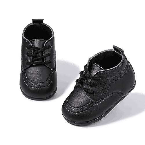 Meckior Infant Baby Boys Girls Classic PU Leather Wedding Loafers Brogue Toddler Oxford Dress Shoes First Steps Walking Flat Lazy Crib Shoe - Image 1