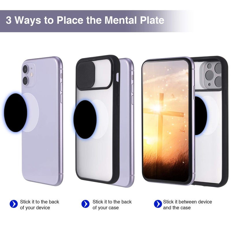 Weewooday 24 Pieces Metal Plates for Phone Magnet Car Magnetic Holder Cradle with Adhesive Mount for Magnetic Mounts Tablet, 12 Rectangle and 12 Round (Black,Simple Style) - Image 3