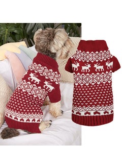 Generic Christmas Dog Sweater Red Black Elk Snowflake Pattern Red Love 