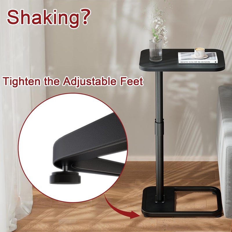 GOYLSER C Shaped Tv Trays Living Room End Table End Stand, Black Minimalist Wooden c Table for Sofa, Height Adjustable Tv Tray Tables Swivel Side Table for Dinner Eating - Image 3