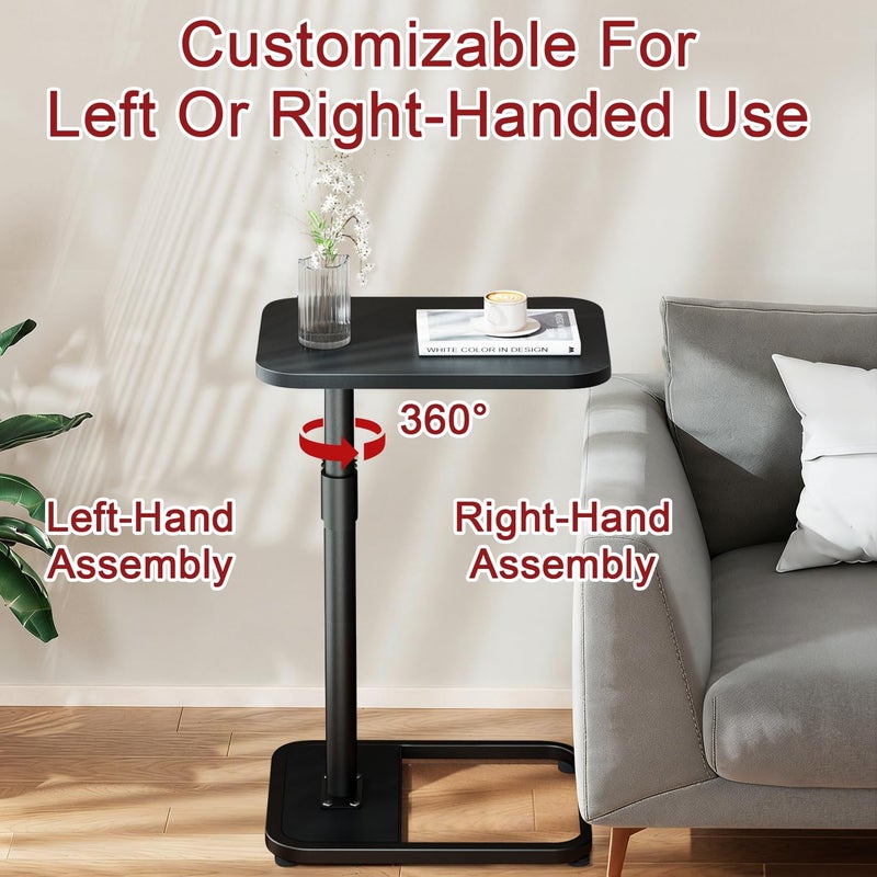 GOYLSER C Shaped Tv Trays Living Room End Table End Stand, Black Minimalist Wooden c Table for Sofa, Height Adjustable Tv Tray Tables Swivel Side Table for Dinner Eating - Image 4