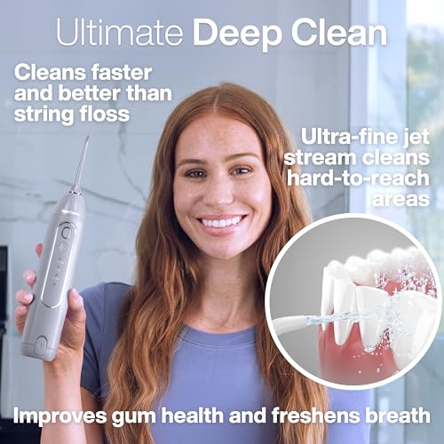 AquaSonic Icon Water Flosser for Teeth – Cordless Rechargeable Oral Irrigator – Waterproof, Portable Dental Cleaning with Jet Tip – Braces Home Travel - Stone - Image 2