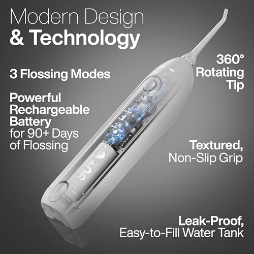 AquaSonic Icon Water Flosser for Teeth – Cordless Rechargeable Oral Irrigator – Waterproof, Portable Dental Cleaning with Jet Tip – Braces Home Travel - Stone - Image 4