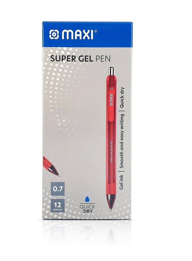 Maxi 12-Piece Gel Pen 0.7mm Tip Red Ink - Image 1
