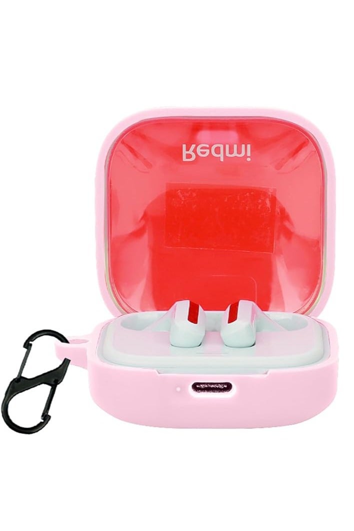 Redmi Buds 6 Active Silicone Protective Case with Keychain Ring Anti-Lost Cover (Pink)
