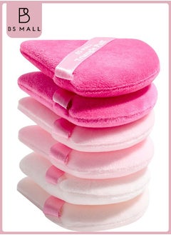 BS Mall 6 Pack Triangle Powder Puff, Face Makeup Sponge Soft Triangle Powder Puffs, For Loose Powder Body Powder Cosmetic Foundation Sponge (Pink)  - Image 1