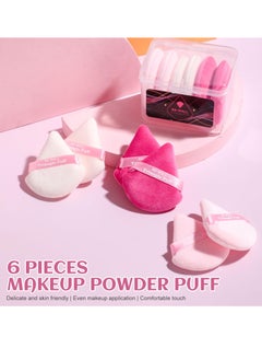 BS Mall 6 Pack Triangle Powder Puff, Face Makeup Sponge Soft Triangle Powder Puffs, For Loose Powder Body Powder Cosmetic Foundation Sponge (Pink)  - Image 3