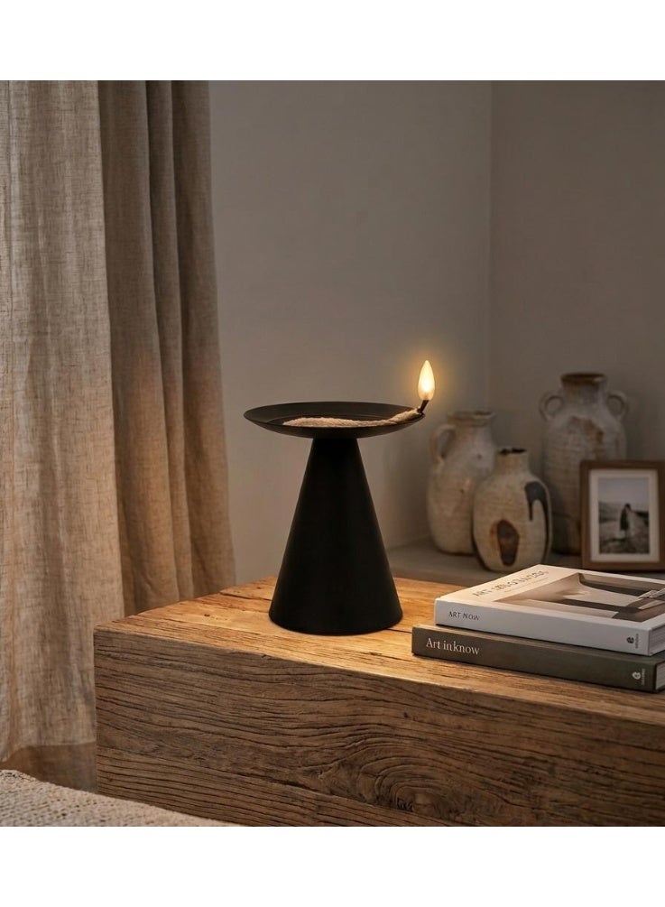 AKDC LED Metal Candle Light – Matte Black | 10×9 cm - Image 1