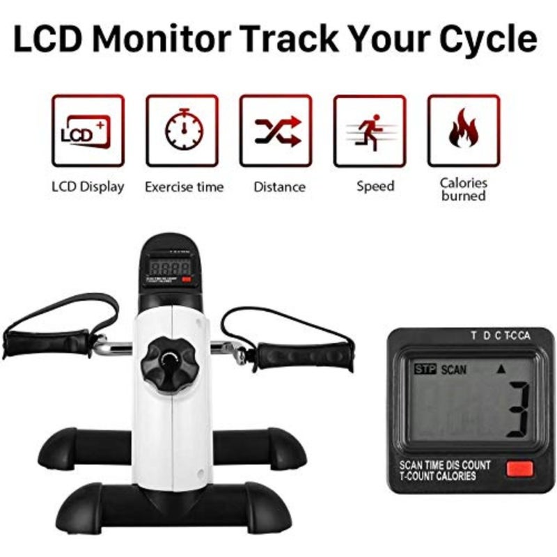 Mini Exercise Bike Under Desk Bike Pedal Exerciser for Arm and Leg Exercise with LCD Display - Image 5