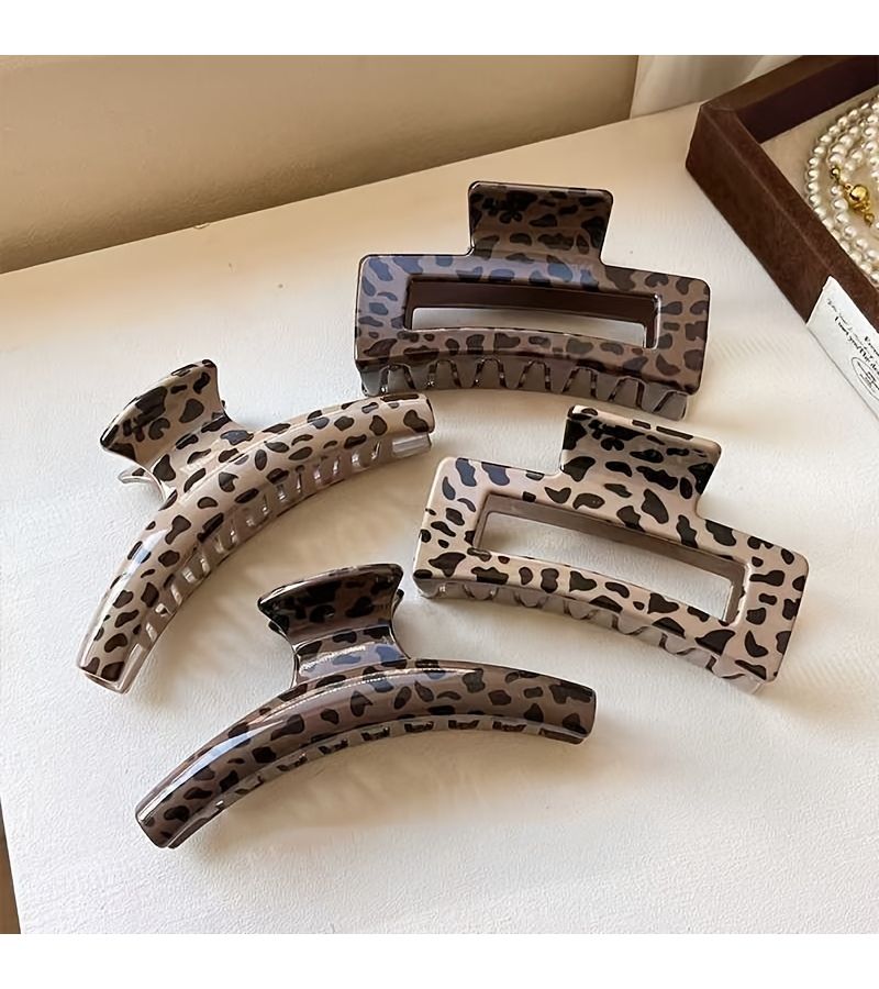 2 قطعة من مشبك الشعر بطبعات الفهد، بتصميم كلاسيكي يناسب الشعر الكثيف، بأسلوب أنيق - Image 2