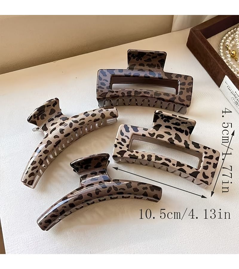2 قطعة من مشبك الشعر بطبعات الفهد، بتصميم كلاسيكي يناسب الشعر الكثيف، بأسلوب أنيق - Image 5