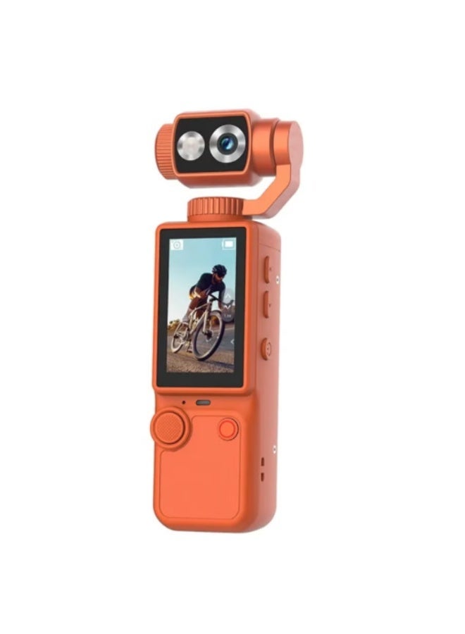 كاميرا بدقة 4K Ultra HD مزودة بحامل تثبيت (Gimbal) قابل للتعديل بزاوية 180 درجة، وشاشة IPS مقاس 2 بوصة، وبطارية بسعة 3000 مللي أمبير؛ مثالية لتدوين الفيديو (Vlogging)، وتوثيق الرحلات، ومغامرات الهواء الطلق. - Image 1