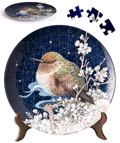 PieceRelax 3D Puzzle Plate 124 Pieces Phoenix Chan Bird on Plum Branch Jigsaw Puzzle for Adults Decorative Plate with Durable Plastic Pieces Ideal Gift for Home or Office Dcor PL1007 - Image 1