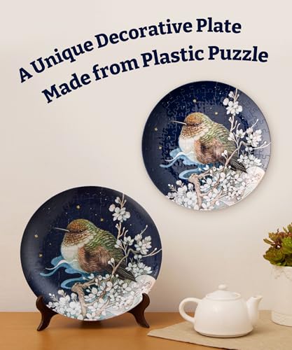 PieceRelax 3D Puzzle Plate 124 Pieces Phoenix Chan Bird on Plum Branch Jigsaw Puzzle for Adults Decorative Plate with Durable Plastic Pieces Ideal Gift for Home or Office Dcor PL1007 - Image 5