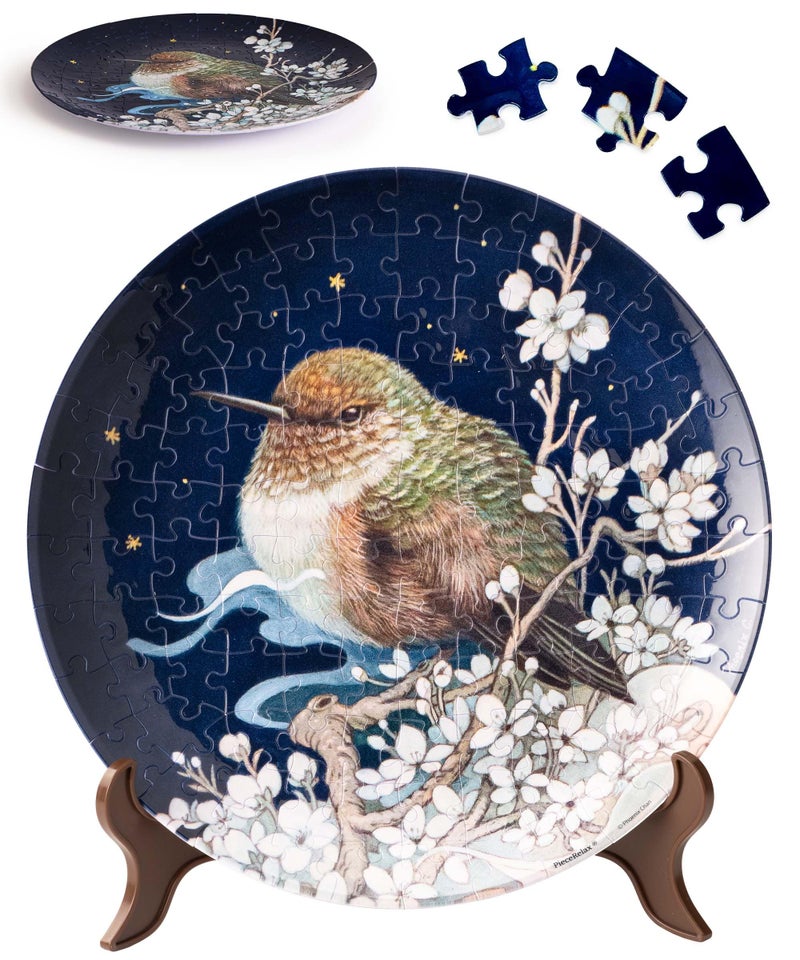 PieceRelax 3D Puzzle Plate 124 Pieces Phoenix Chan Bird on Plum Branch Jigsaw Puzzle for Adults Decorative Plate with Durable Plastic Pieces Ideal Gift for Home or Office Dcor PL1007 - Image 3