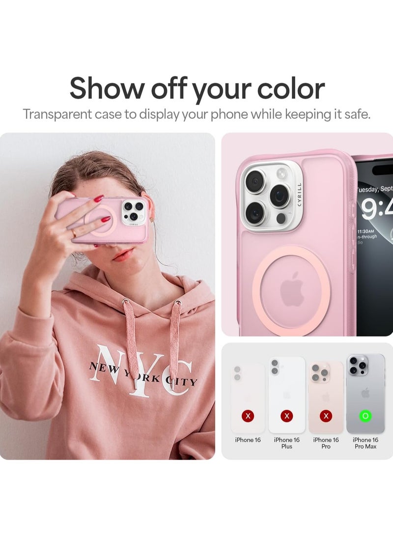 CYRILL Ultra Sheer Mag for iPhone 16 Pro Max Case Cover Compatible with MagSafe [Shock-Absorbent] - Pink - Image 3