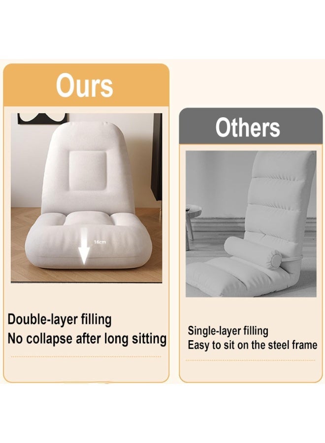 والالا كرسي أريكة سرير كسول قابل للطي مع وسادة، لا يتطلب تجميعًا، قابل للتعديل في 5 مستويات، مريح ومتعدد الاستخدامات، مثالي للألعاب والقراءة والتأمل - Image 5