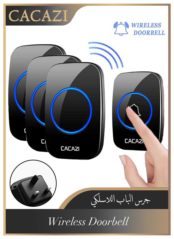 كاكازي جرس باب لاسلكي مقاوم للماء مع قابس المملكة المتحدة ، فلاش LED، نطاق أعلى من 1000 قدم ، 60 صوتا و 5 مستويات صوت ، جرس باب لاسلكي للمنزل ، المكتب ، الشقة ، الفندق ، المستودع ، مضاد للسرقة ، أبيض  - Image 1