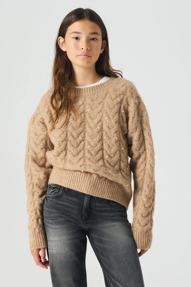 H&M Embellished cable-knit jumper