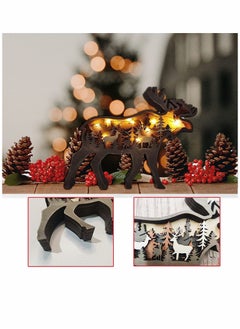 Y&D Deer Statues, Wooden Wall Art Décor, Lighted DIY LED, Shelf Decorations, Hunting Forest Décor Cabin for Home & Office, Animals Shaped Collection Wildlife Gift (Elk)  - Image 3