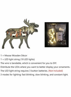 Y&D Deer Statues, Wooden Wall Art Décor, Lighted DIY LED, Shelf Decorations, Hunting Forest Décor Cabin for Home & Office, Animals Shaped Collection Wildlife Gift (Elk)  - Image 4