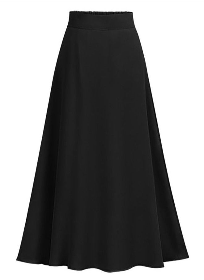 Loquat Women's Casual Solid Color Chiffon Skirt 