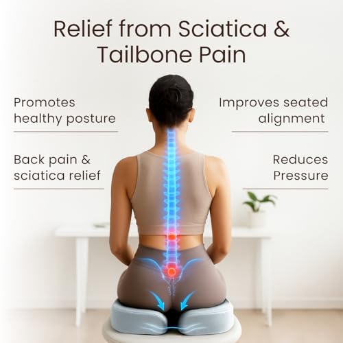 Sleepavo Office Chair Cushion - Seat Cushion for Tailbone Pain Relief - Butt Pillow for Coccyx, Sciatica, and Lower Back Pain - Orthopedic Chair Pad for Lumbar Support in Office Desk (Gray) - Image 2