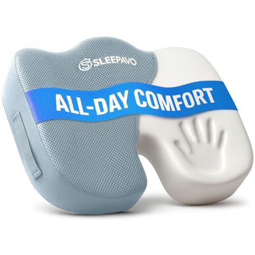 Sleepavo Office Chair Cushion - Seat Cushion for Tailbone Pain Relief - Butt Pillow for Coccyx, Sciatica, and Lower Back Pain - Orthopedic Chair Pad for Lumbar Support in Office Desk (Gray) - Image 1